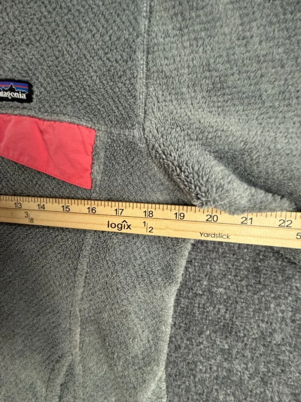 Patagonia Fleece Jacket Girls Youth Size 2XL 16-18 Gray Pink Fuzzy Soft Snap